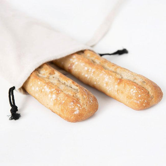 Linen bag for two baguettes